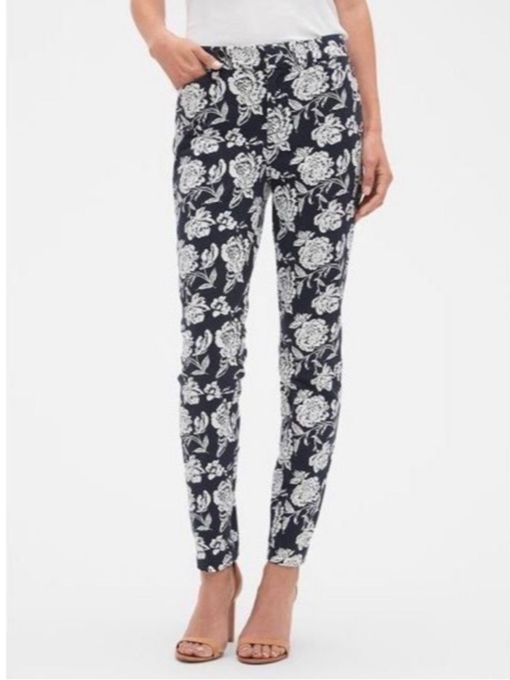 Gap Signature Skinny Ankle Khaki Pants Floral Print Women Size 4